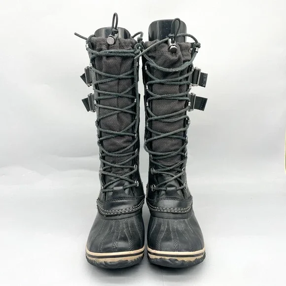 Sorel Womens 7 Conquest Carly II Boots Waterproof Black Gray Tall Winter Snow - Picture 2 of 11